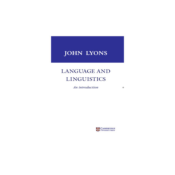 Language and Linguistics An Introduction